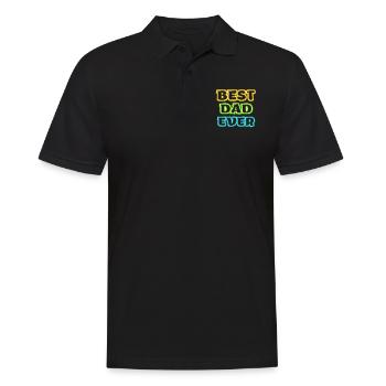 Farbenfroher Best Dad Ever Schriftzug - Männer Poloshirt - Schwarz - Vorne - Kai (181cm)