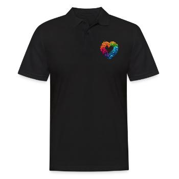 LGBTQIA+ Regenbogenherz - Männer Poloshirt - Schwarz - Vorne - Kai (181cm)