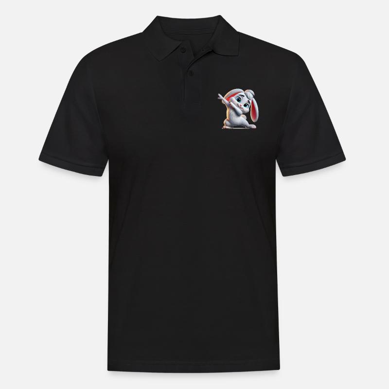 hase dabbing comic - Männer Poloshirt - Schwarz