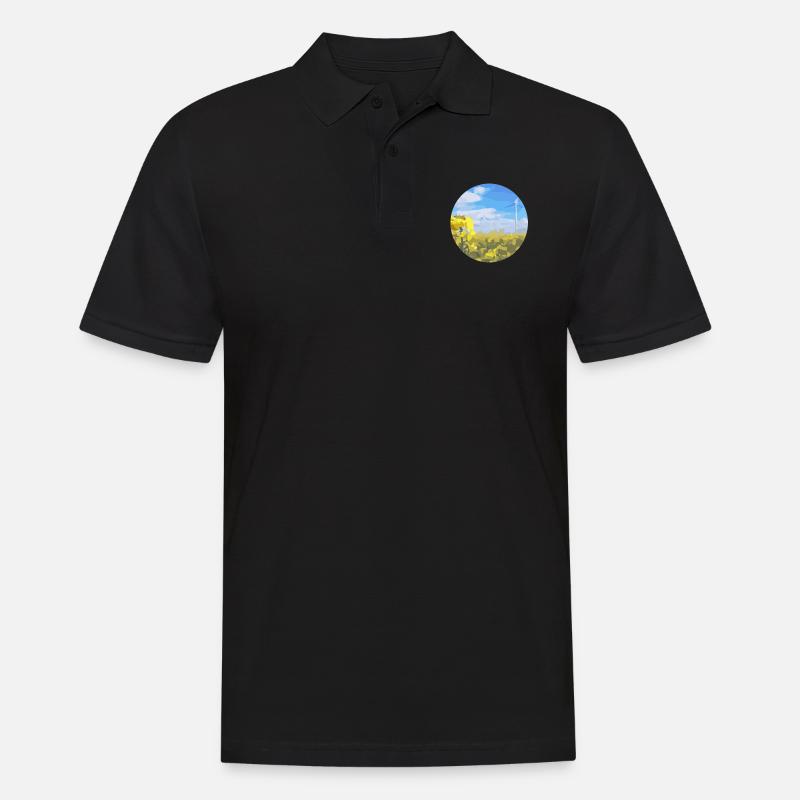 Rapsfeld mit Windrad - Männer Poloshirt - Schwarz