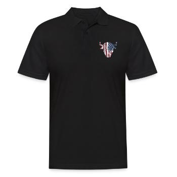Buffalo Skull USA Flag - Männer Poloshirt - Schwarz - Vorne - Kai (181cm)
