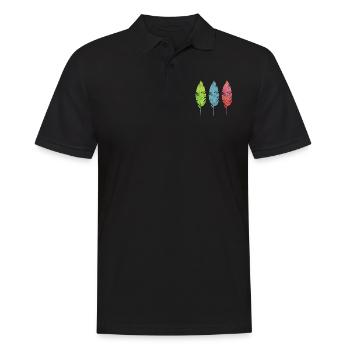 Drei zarte Federn - Männer Poloshirt - Schwarz - Vorne - Kai (181cm)