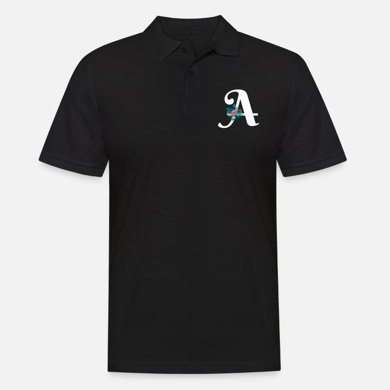 Buchstabe A blumig - Männer Poloshirt - Schwarz