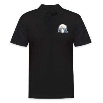 Deux loups hurlant à la Lune Couple de loups - Polo Homme - noir - Devant - Kai (181cm)