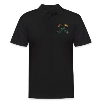 Fahrrad Retro Bunt bunte Fahrräder - Männer Poloshirt - Schwarz - Vorne - Kai (181cm)