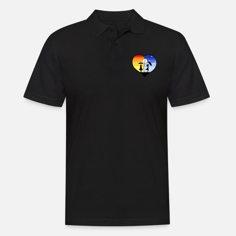 HERZ YING YANG - Männer Poloshirt - Schwarz
