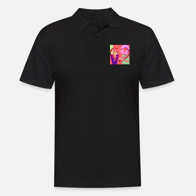 "LOVE" - Ein buntes Design voller Liebe - Männer Poloshirt - Schwarz
