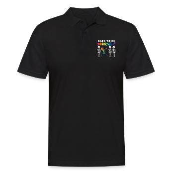 Funny Dabbing Skeleton Proud LGBT Pride Dare To Be - Männer Poloshirt - Schwarz - Vorne - Kai (181cm)