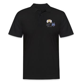 Wecker Getriebe Uhrzeit Katze Bett schlafen müde - Männer Poloshirt - Schwarz - Vorne - Kai (181cm)