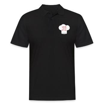 Koch Mütze - Männer Poloshirt - Schwarz - Vorne - Kai (181cm)