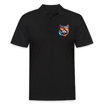 Cat Sunglasses - Men's Polo Shirt - black - Front - Kai (181cm)