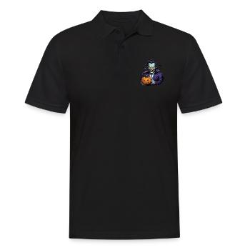Vampire d’Halloween avec citrouille et chauves-souris - Polo Homme - noir - Devant - Kai (181cm)