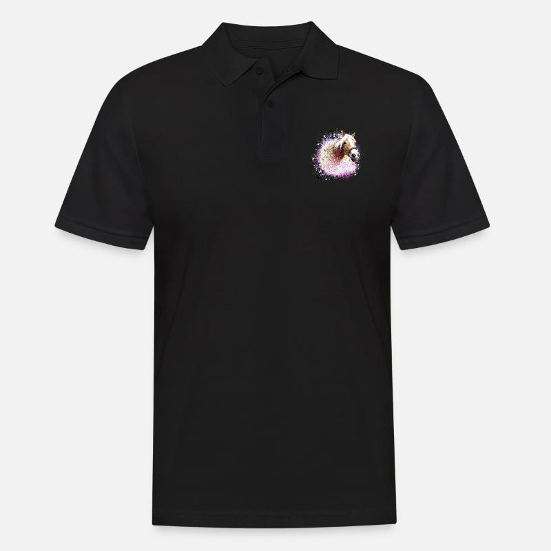 cheval,haflinger, graffitis, peinture, bleu, chevaux, - Polo Homme - noir