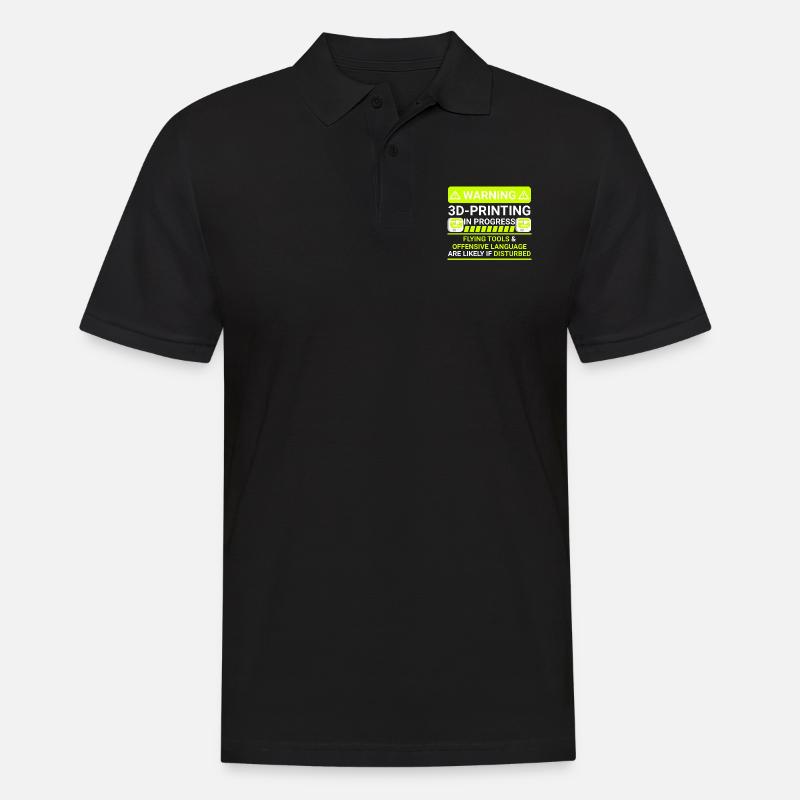 warning 3d printing in progress - Männer Poloshirt - Schwarz
