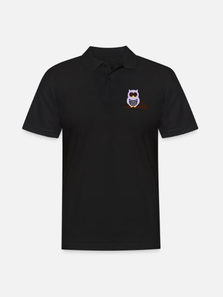 Eule - Männer Poloshirt - Schwarz