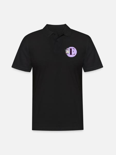 Brief E Blumenkranz - Männer Poloshirt - Schwarz