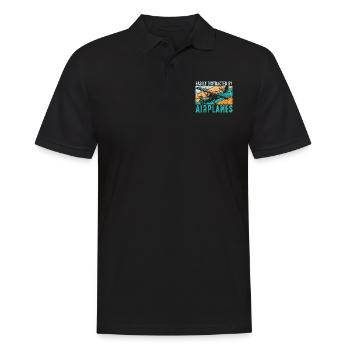 Facilement distrait par le pilote d’aviation Des avions - Polo Homme - noir - Devant - Kai (181cm)