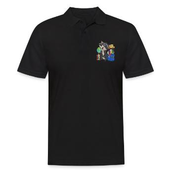 Einschulung Tier Geschenk Grundschule Waschbär - Männer Poloshirt - Schwarz - Vorne - Kai (181cm)