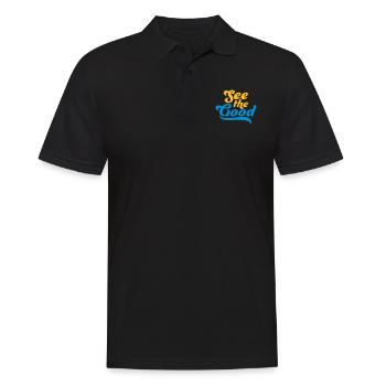 see the good Zitat - Männer Poloshirt - Schwarz - Vorne - Kai (181cm)