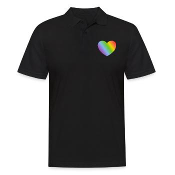 Regenbogen-Herz - Männer Poloshirt - Schwarz - Vorne - Kai (181cm)