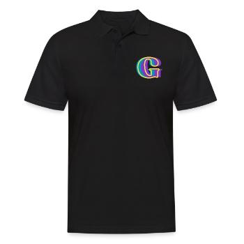Mehrfarbiger Buchstabe g – originelle Geschenkidee - Männer Poloshirt - Schwarz - Vorne - Kai (181cm)