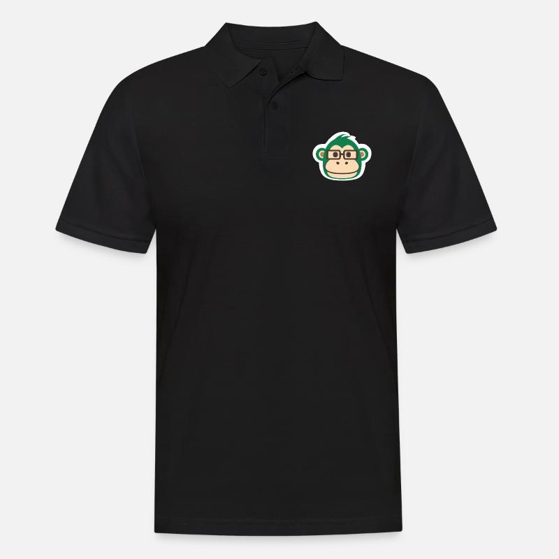 Affe Stickerart - Männer Poloshirt - Schwarz