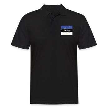 Tallinn - Hauptstadt mit GPS & Flagge - Männer Poloshirt - Schwarz - Vorne - Kai (181cm)