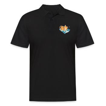 Cat, Katze, Animal, pet, Haustier, love, gift, Ges - Männer Poloshirt - Schwarz - Vorne - Kai (181cm)