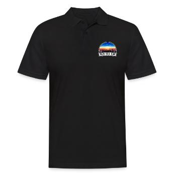 Berlin Berliner Skyline Retro Sun Schriftzug - Männer Poloshirt - Schwarz - Vorne - Kai (181cm)