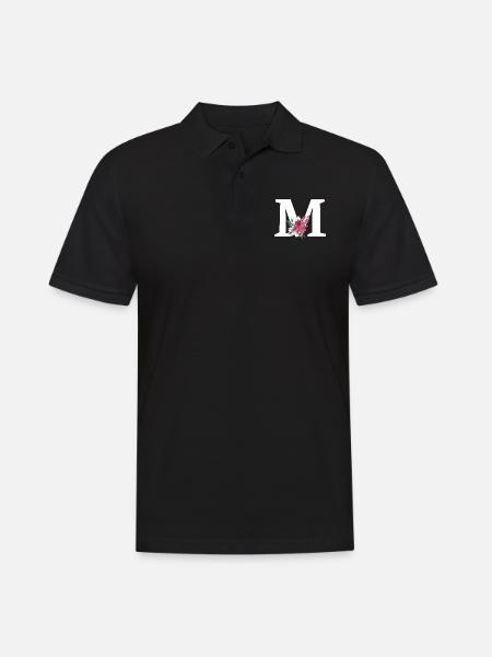 Buchstabe m blumig - Männer Poloshirt - Schwarz