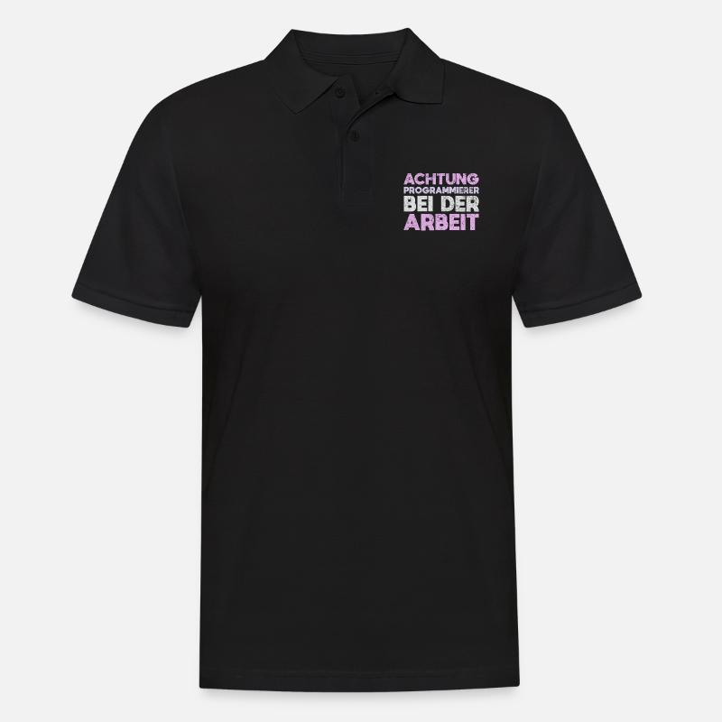 Achtung: Programmierer Bei Der Arbeit - Männer Poloshirt - Schwarz