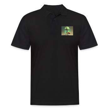 mignon petit vert rétro vintage alien basket-ball - Polo Homme - noir - Devant - Kai (181cm)
