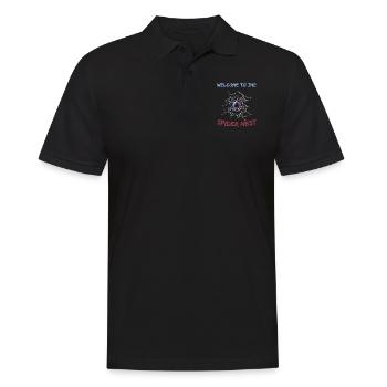 Spinne im Spinnennetz - Männer Poloshirt - Schwarz - Vorne - Kai (181cm)