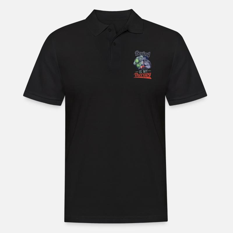 Boxing Is My Therapy - Männer Poloshirt - Schwarz