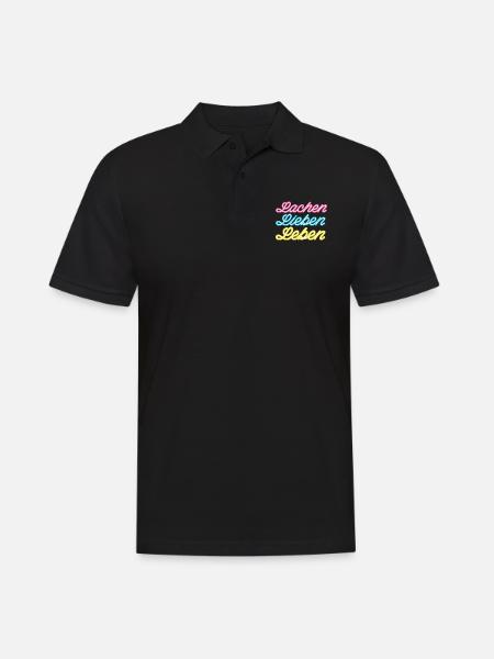 Lachen Lieben Leben - Männer Poloshirt - Schwarz