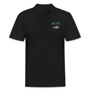 Angler Logo, lustige Sprüche, funshirt - Männer Poloshirt - Schwarz - Vorne - Kai (181cm)