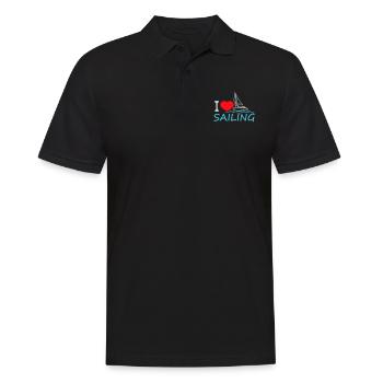 I Love Sailing Spruch Wellen Matrose Herz Liebe - Männer Poloshirt - Schwarz - Vorne - Kai (181cm)
