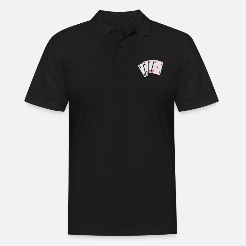 Poker Kartenfächer Asse - Männer Poloshirt - Schwarz