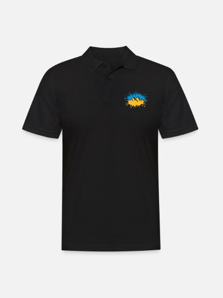 Bunt Farbklecks Berge Tropfen - Männer Poloshirt - Schwarz
