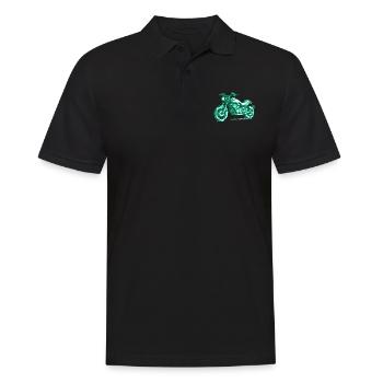 Retro motorcycle in 8 bit in the color green - Men's Polo Shirt - black - Front - Kai (181cm)