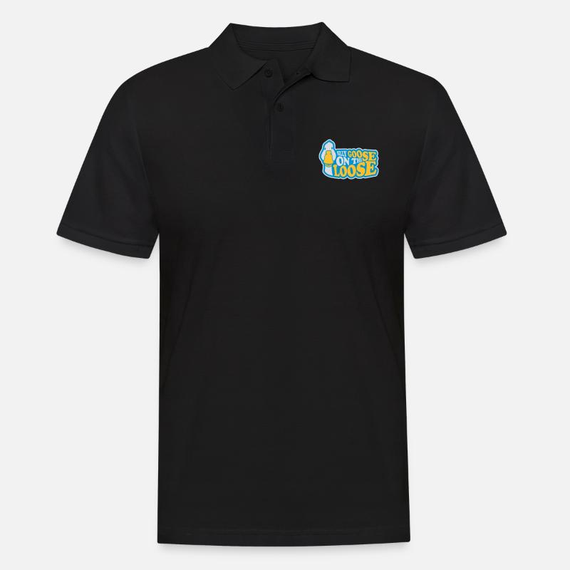 goose on the loose - Männer Poloshirt - Schwarz
