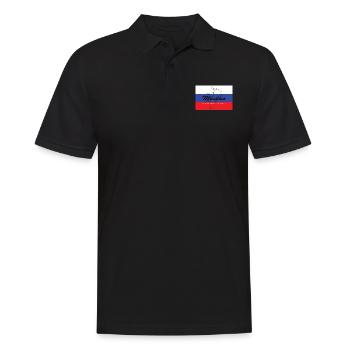 Moskau - Hauptstadt mit GPS & Flagge - Männer Poloshirt - Schwarz - Vorne - Kai (181cm)