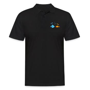 Lustige Fische machen Urlaub am Meer u. sagen Moin - Männer Poloshirt - Schwarz - Vorne - Kai (181cm)