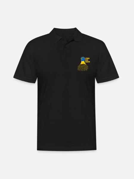Je soutiens le drapeau ukrainien de l’Ukraine - Polo Homme - noir