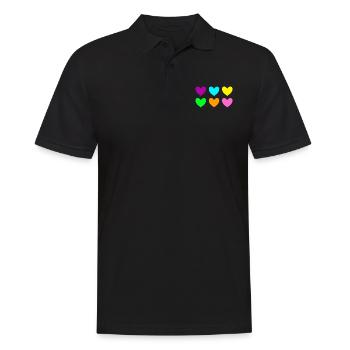 Herzen neon bunt - Männer Poloshirt - Schwarz - Vorne - Kai (181cm)