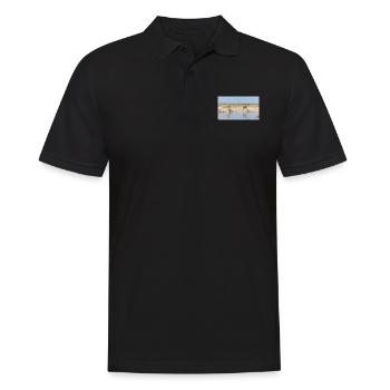Landscape at the Cubango river with giraffe - Men's Polo Shirt - black - Front - Kai (181cm)