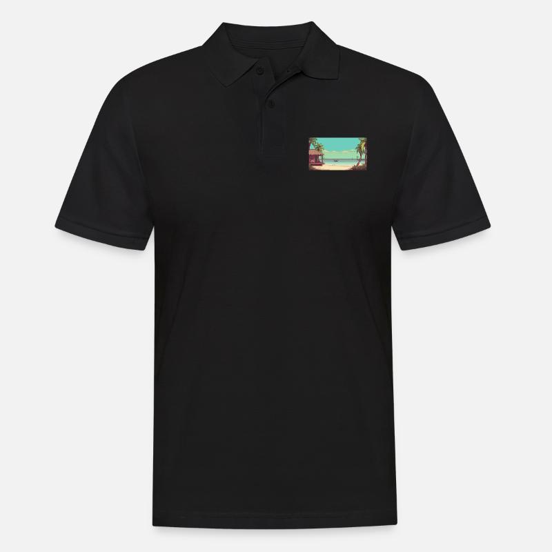Isla Holbox, Mexiko - Pixel Art - Männer Poloshirt - Schwarz