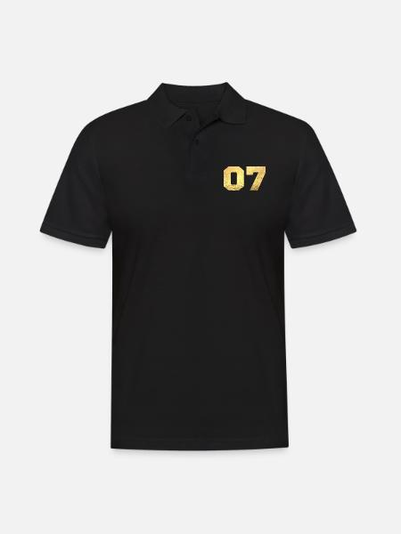 Numéro 7 paillettes doré - 7e anniversaire - Polo Homme - noir