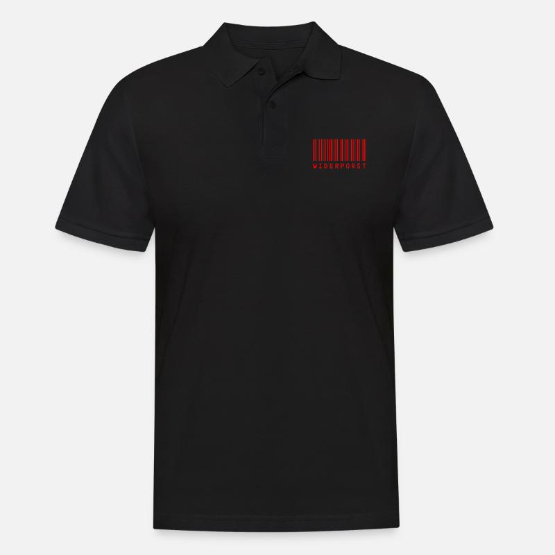 Widerporst Barcode (red print) - Männer Poloshirt - Schwarz