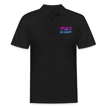 Kein Plan, Aber Es Läuft - Männer Poloshirt - Schwarz - Vorne - Kai (181cm)